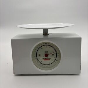 Typhoon Metro Analog Kitchen Scale White Metal Tray Crate Barrel Retro For Parts